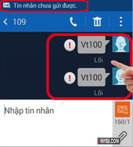 tin nhan chua gui duoc tren dien thoai