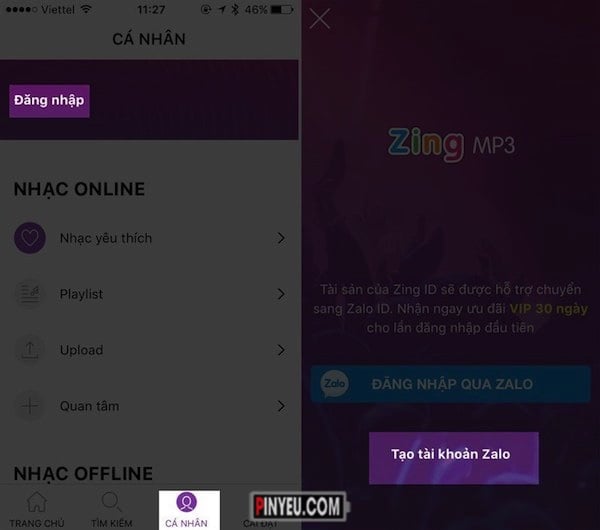 huong dan dang ky zing mp3 vip 30 ngay