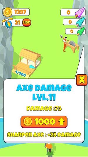 Idle Lumberjack 3D nâng cấp rìu
