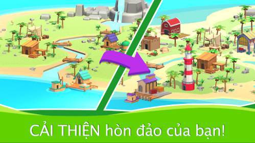 Idle Island Tycoon xây dựng đảo