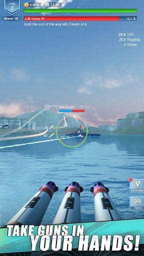 Idle Fleet: Warship Shooter mod tiền