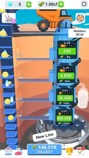 Factory Idle Nhà máy đào nhàn rỗi MOD vô hạn tiền